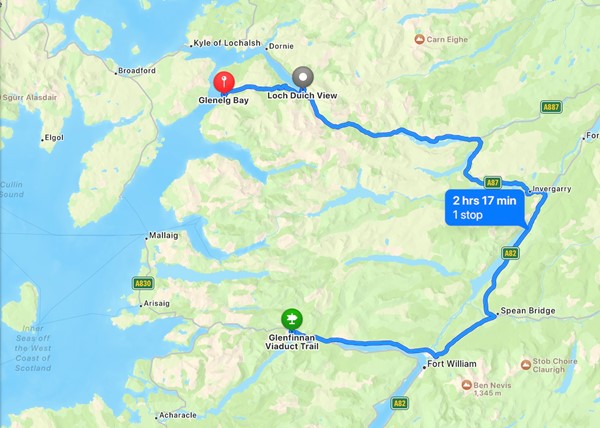 Map of Rannoch Moor to Gleneig Bay