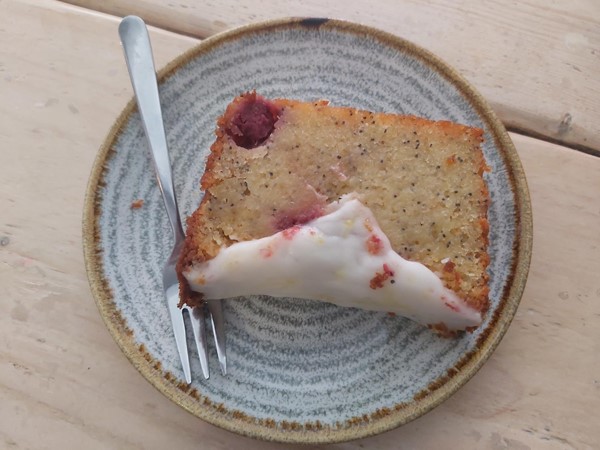 Image of a piece of cake with a fork on a plate