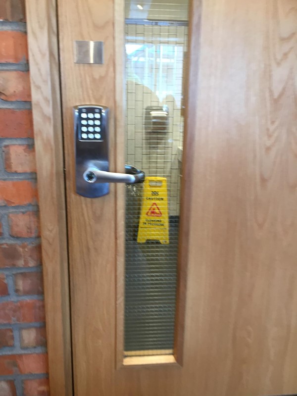 Photo of the pin-locked door