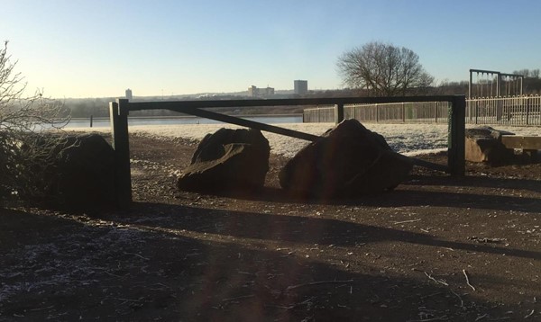 Blocked access, had to go through mud at the side of this gate