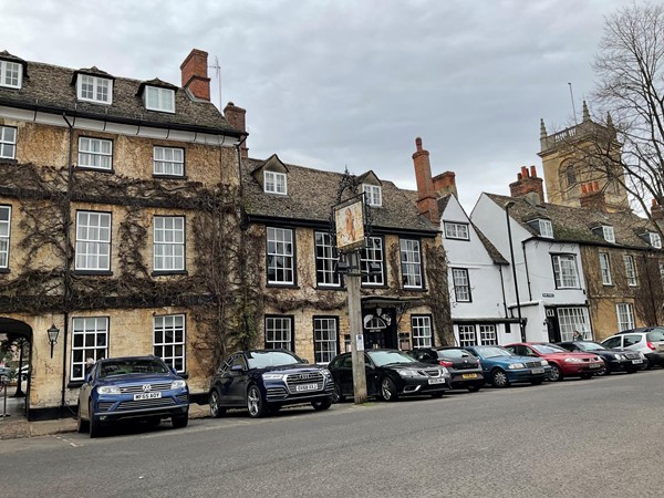 15th century cottages and the church on Park  street