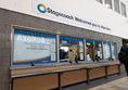 Image of the ticket desk, above which is the wording "Stagecoach Welcomes You to Aberdeen"