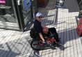 A picture taken by my partner of me from the deck that the ships wheel is set. Again it isn't accessible if you're a wheelchair user.