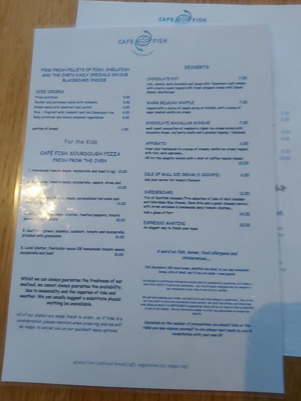 Image of a menu on a table