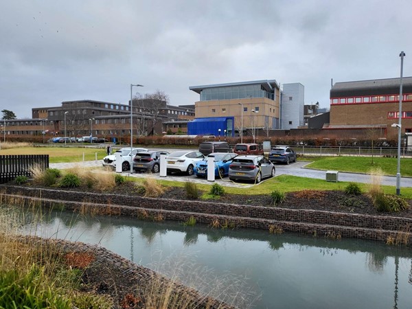 Image of the car park from the front of the venue showing all the spaces.