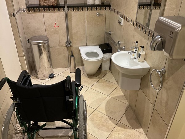 Image of a wheelchair in a bathroom