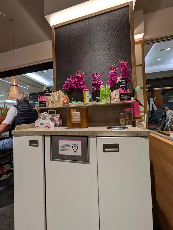 Image of a counter with flowers on it