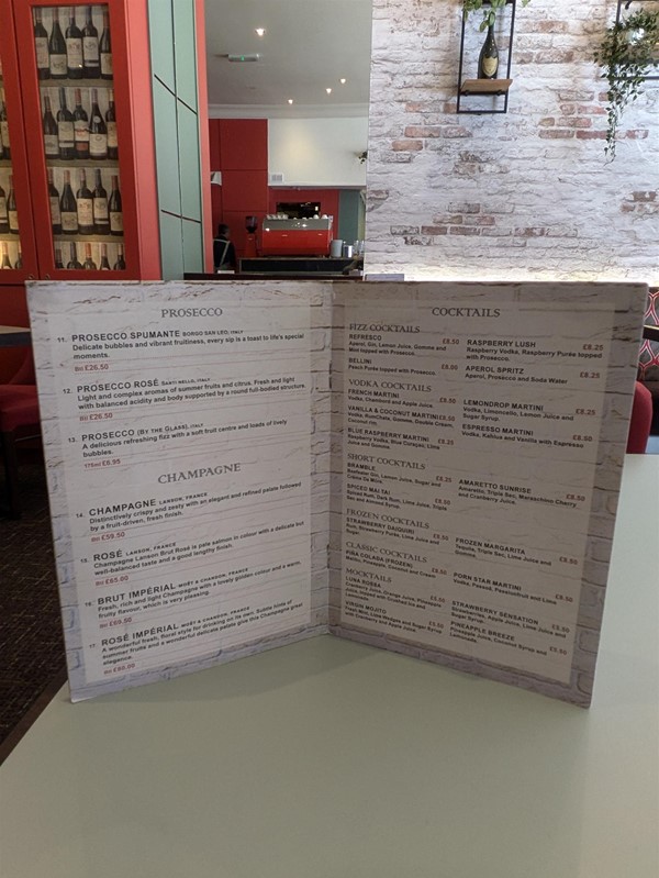 Image of the drinks menu