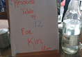 Board saying Reserved for party of 12 for Kim.