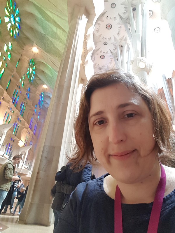 On my scooter inside the Sagrada Familia