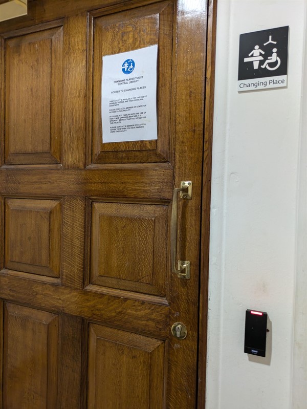 Image of a Changing Places sign on a door