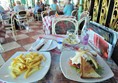 Club sandwich and fries