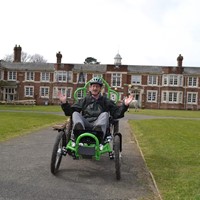 Rob on an off-road mobility vehicle.
