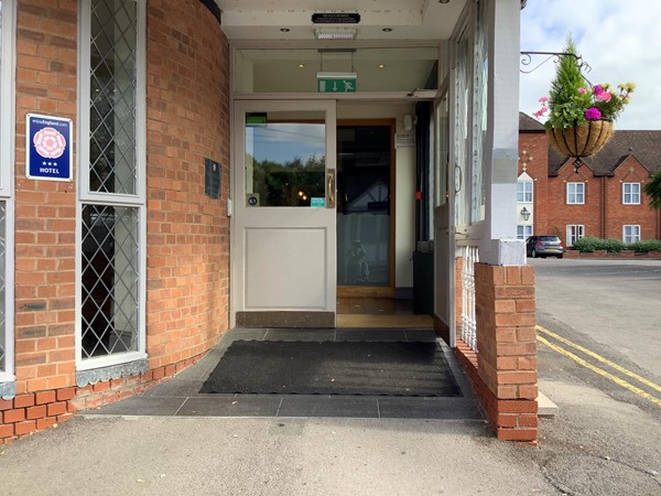 Steep ramp into hotel