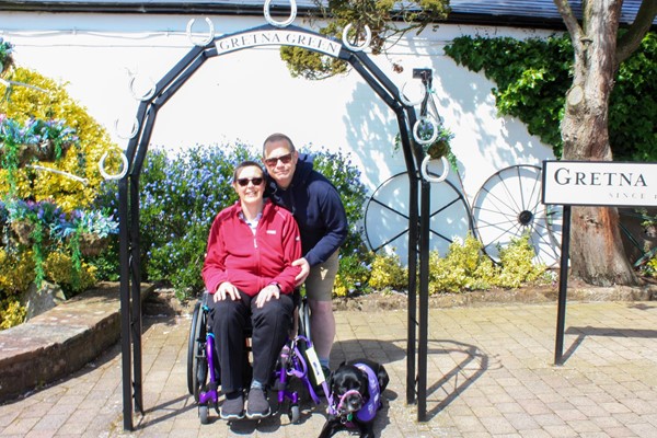 Posing under the Gretna Green arch.