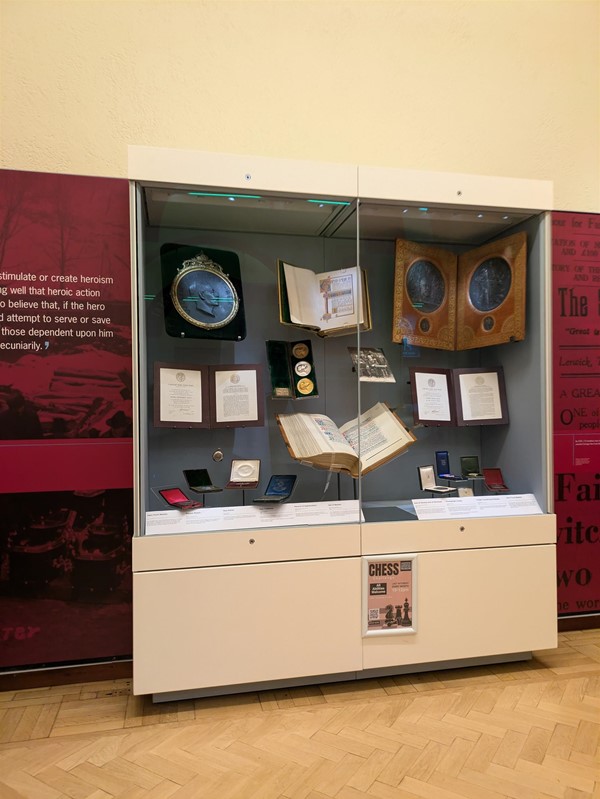 Image of display cabinet in Andrew Carnegie Birth Museum