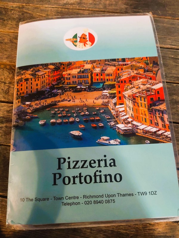 Image of a menu at Pizzeria Portofino, Richmond