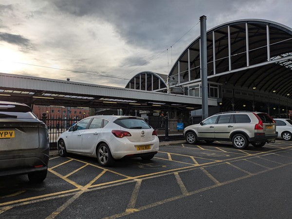 Image of accessible parking spaces at the station