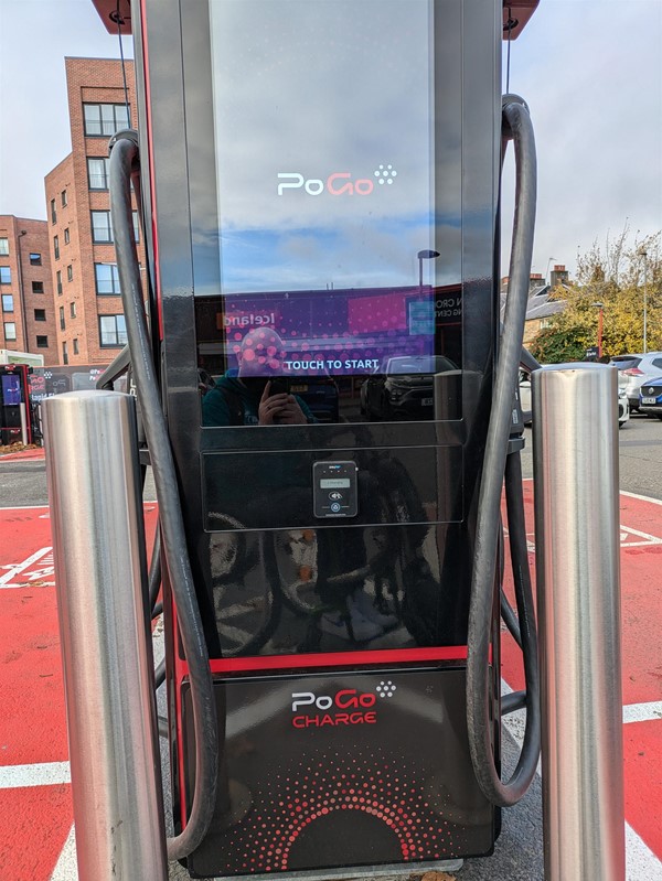 Image of touch screen and card reader on the EV chargers