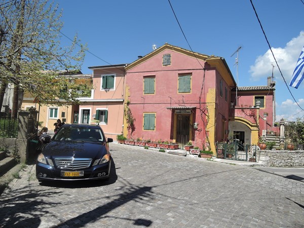 Our taxi in the village square