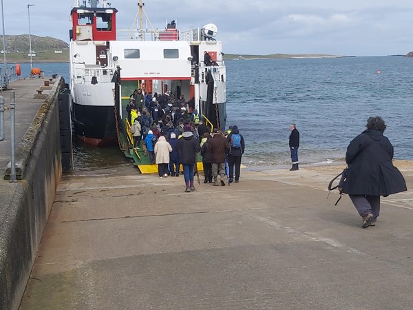 Image of the ferry stop near the accessible toilet showing the slope going down to it.