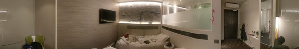 A panoramic room image