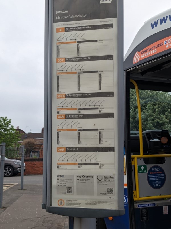 Another image of the bus timetable at the train station.