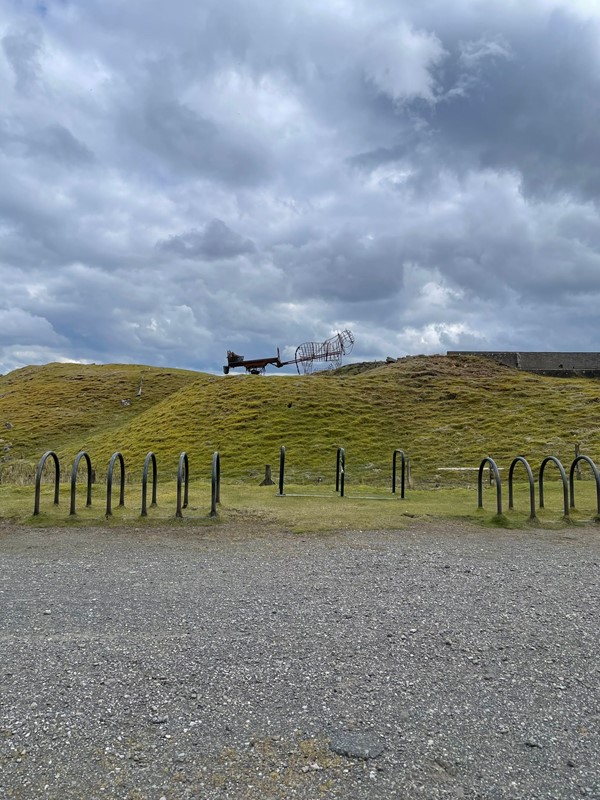 Image of a bike rack on a hill