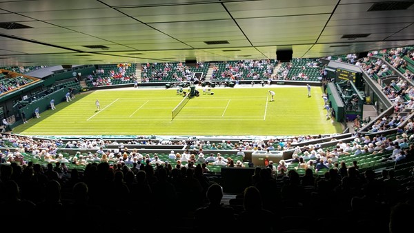 This picture, taken in 2016, shows the view from the wheelchair spaces at the back of Centre Court (bit quiet at this point but it would fill up later when some bigger names came onto the court)