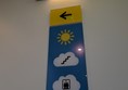 Image of signage with a weather theme directing to the lift