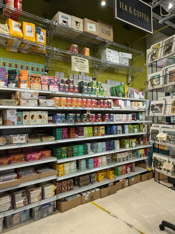 Image of tea and coffee shelves