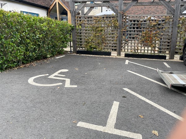 Image of a parking lot with a wheelchair sign