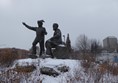 Statue outside the building entitled 'The Founders'