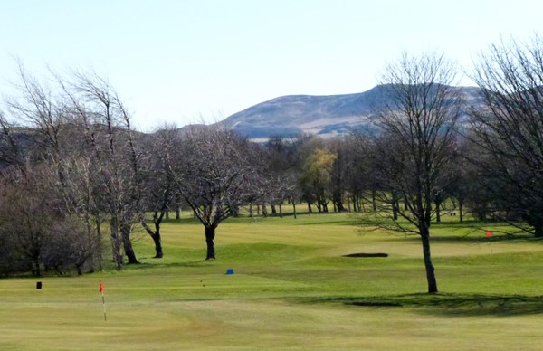 The Pentland Hills, with Carrick Knowe Golf Course in the foreground.