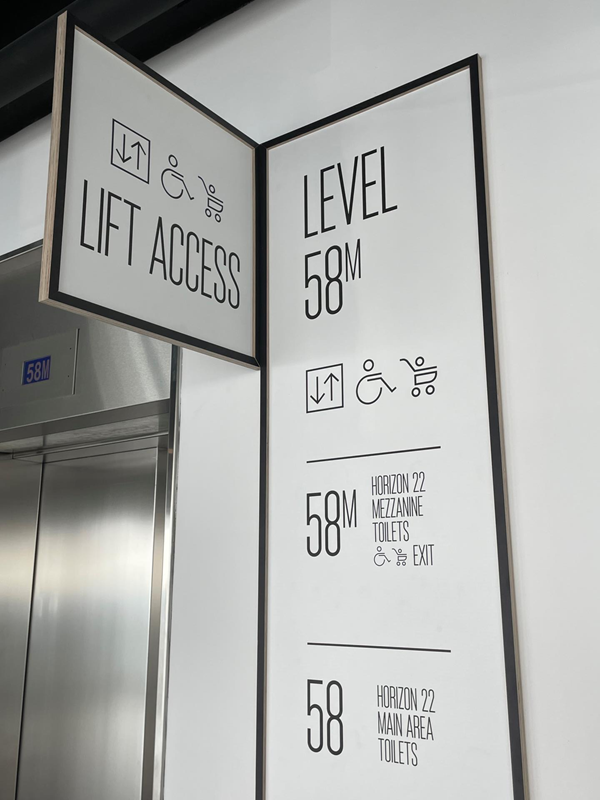 Image of a lift access sign on a wall