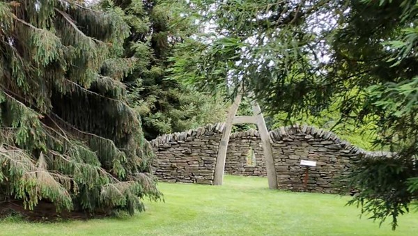 Image of a stone wall in a park