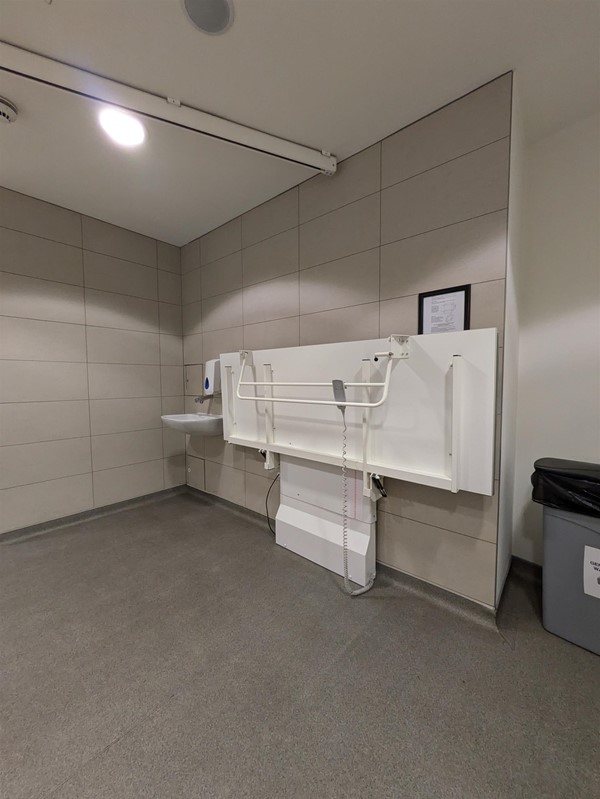 Image of  the Adjustable change bed in the Changing Places toilet