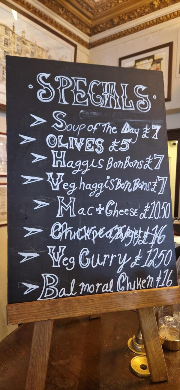 Pub specials.  I always have the mac n cheese, yum yum.