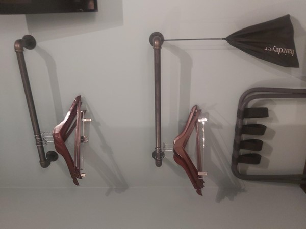 Image of coat hangers on a wall