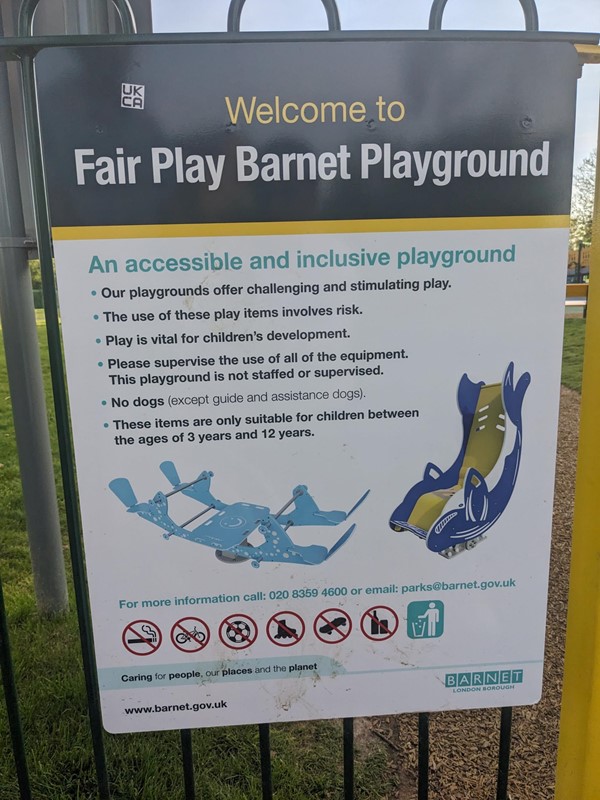 Image of a an information sign at the play park.