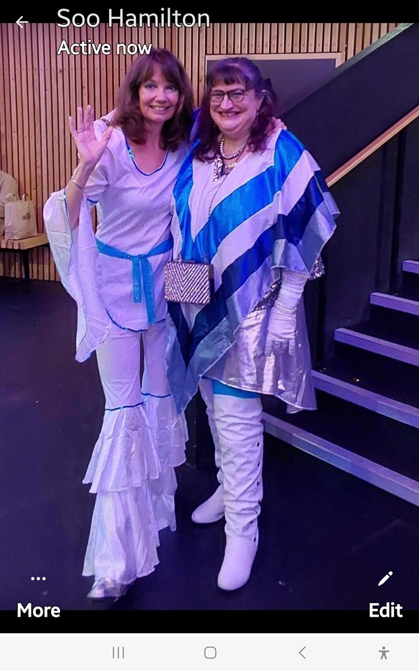 Two people in costume at Abba Voyage