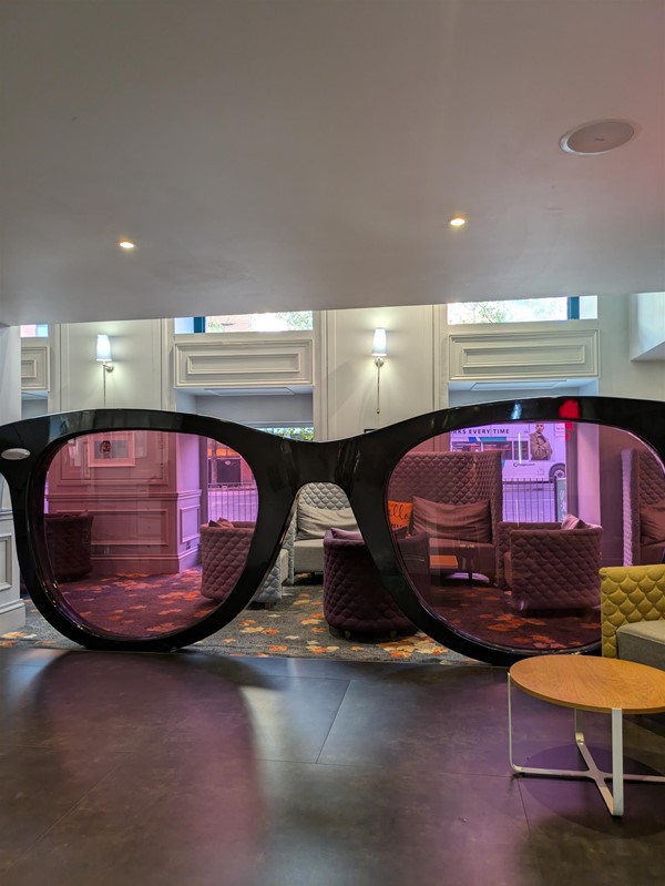 Image of Sunglasses installation in the hotel lobby