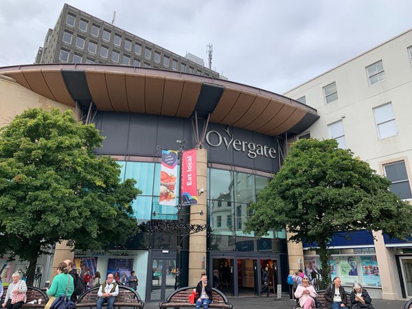 The main entrance to the Overgate shopping centre  overlooking the City Square