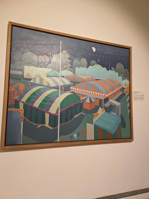 Image of a painting showing circus tents