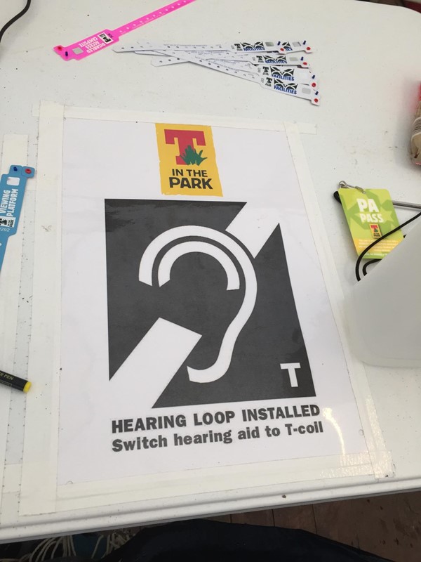 Hearing loop sign at T in the Park