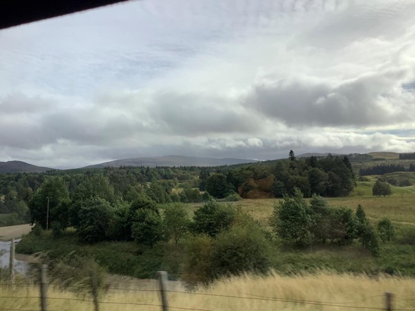 Shows views you will have along the A86 Shortly afterwards we joined the A889 and headed towards DALWHINNIE, while the scenery now took on more of the appearance of the lowlands, with many forested areas that hide the deer that roam these slopes.