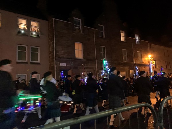 Pipe band before the fireball ceremony