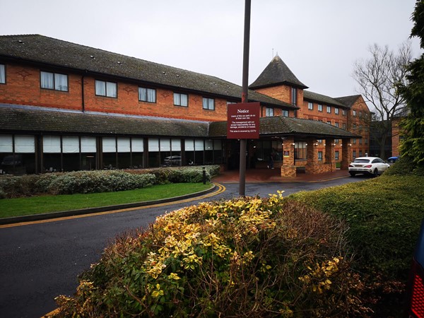 View of the hotel from the disabled parking bay.