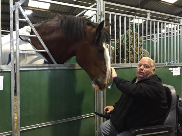 Image of person petting a horse