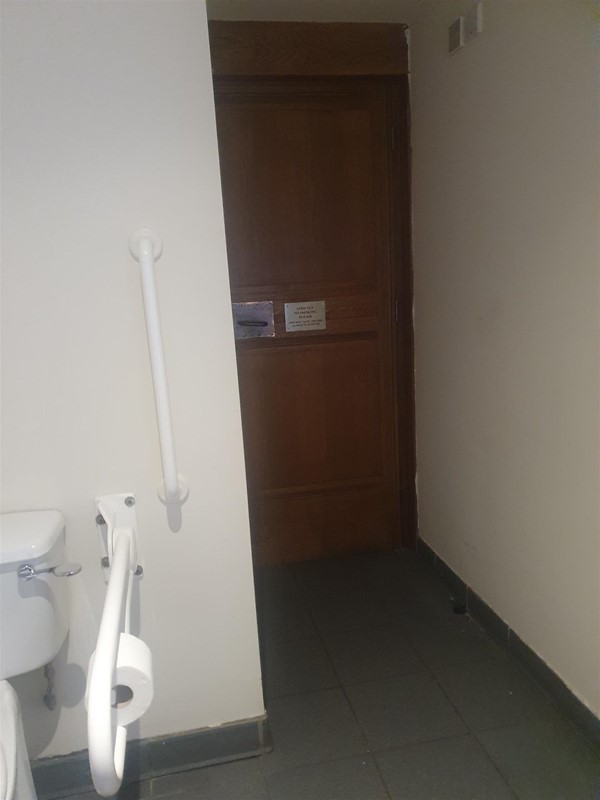 The way in to the accessible toilet